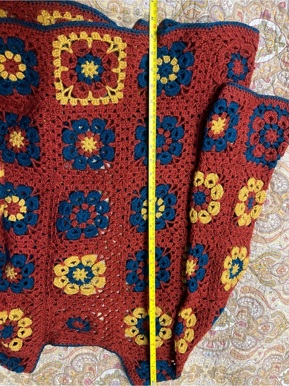Boho Crochet Granny Square Cardigan Open Front Handmade Style M - Picture 9 of 9